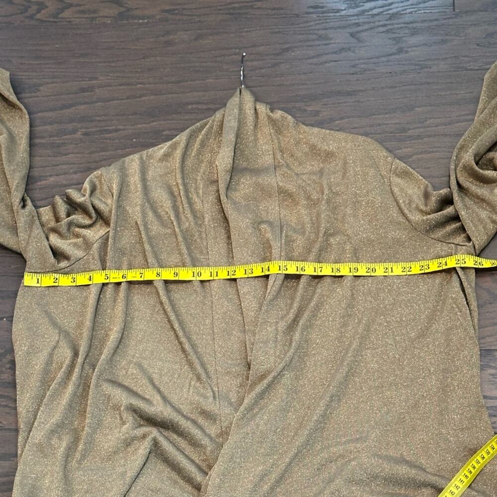 Lauren Ralph Lauren Gold Metallic Draped Open Front Cardigan Plus Size 2X - Picture 7 of 9